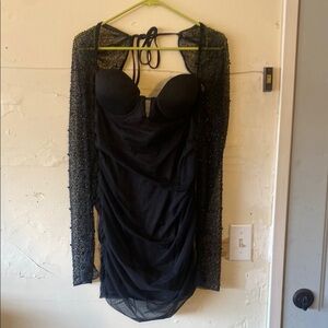 Fashion Nova Black Textured Dress